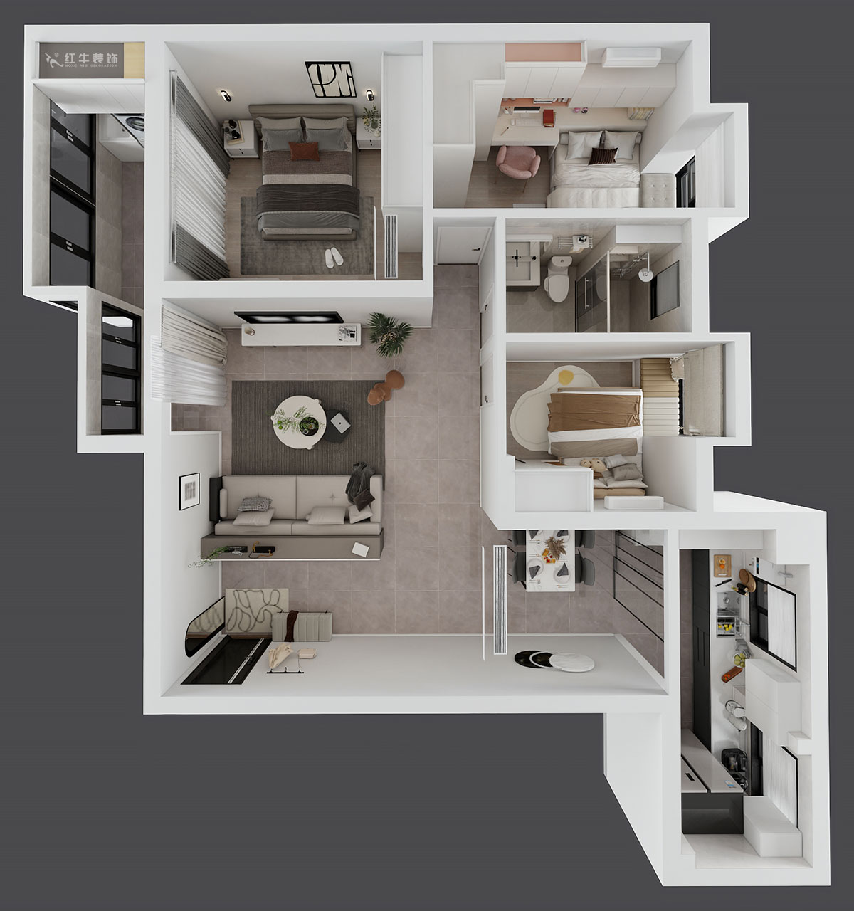 孟憲濤|橋西苑2-1-1104-108㎡-簡(jiǎn)約風(fēng)格|3室2廳1衛(wèi)|老房裝修|定制家|全包14萬(wàn)|00_04鳥(niǎo)瞰圖