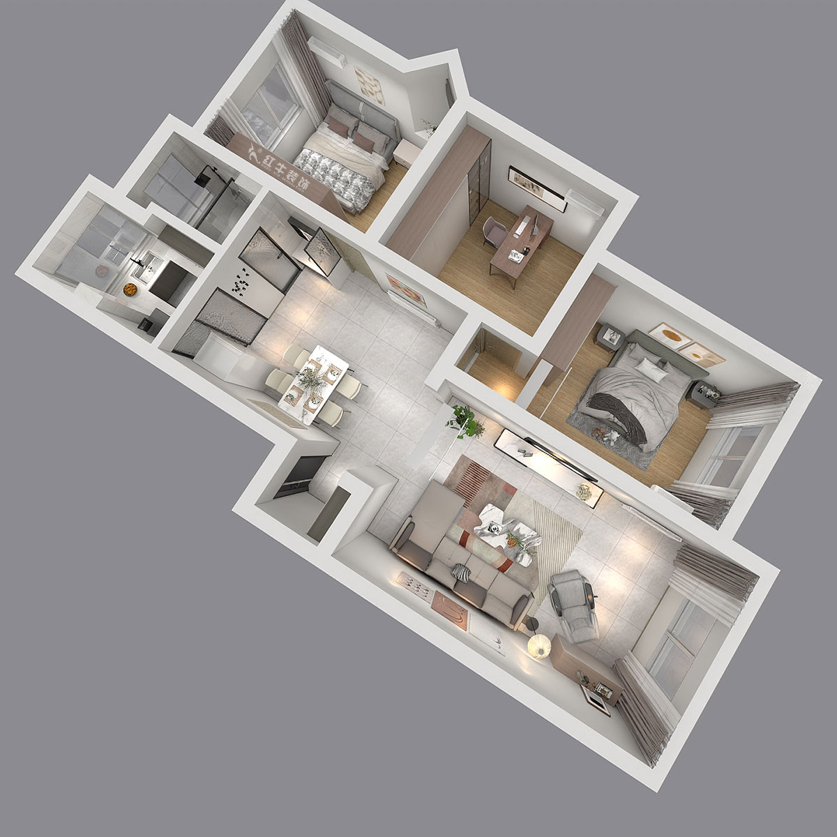 陸利民|金城花園2-201-98㎡-現(xiàn)代風(fēng)格|3室2廳1衛(wèi)|舊房裝修|定制家|全包13