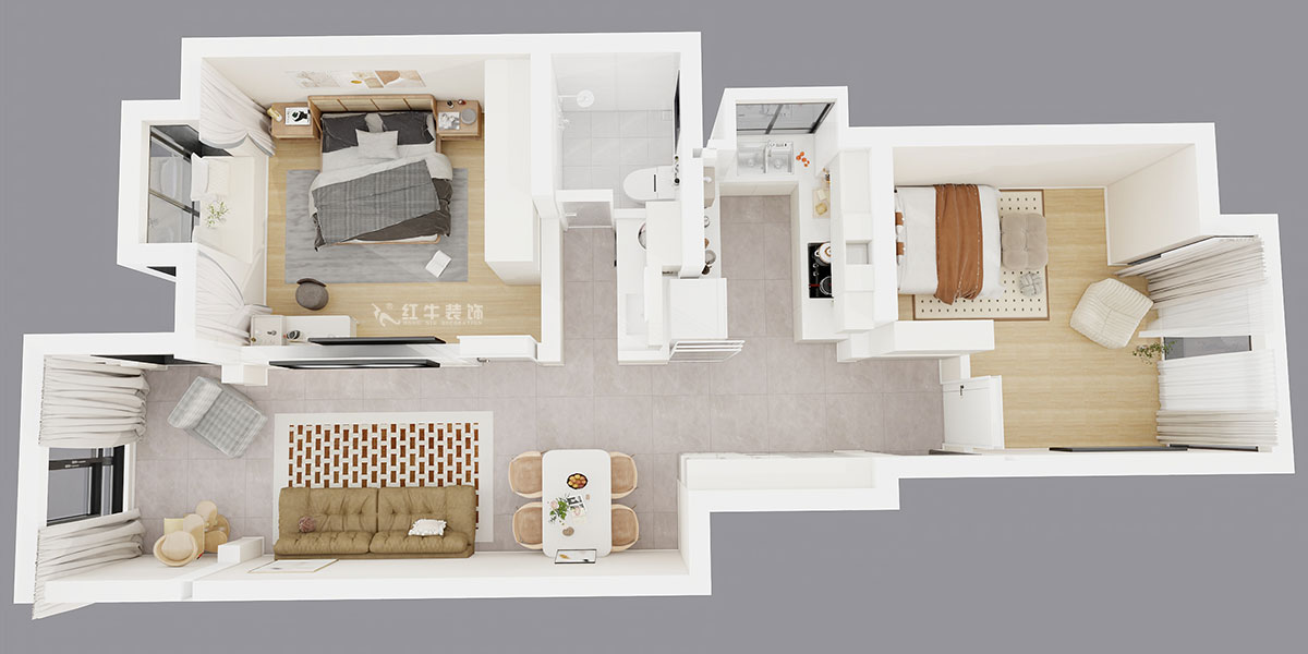 朱明琪|韓府茗苑7-1-302-82㎡-輕法奶油風(fēng)|2室1廳1衛(wèi)|老房裝修|定制家|全包11萬|00_05鳥瞰圖