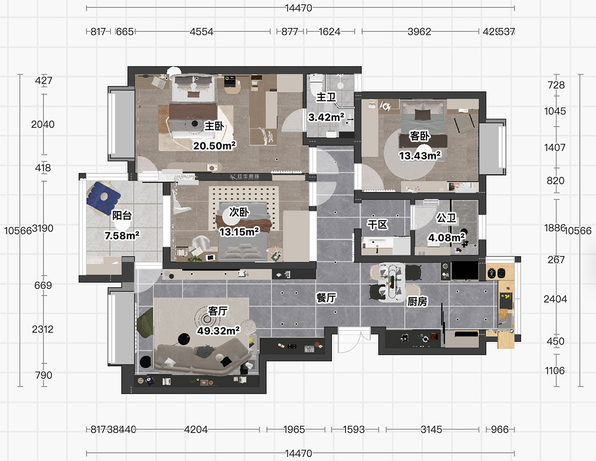 顧娟|楓丹白露白鷺新寓6-1002-903-138㎡-現(xiàn)代簡約風格|3室2廳2衛(wèi)|舊房裝修|定制家|全包19萬|00_04平面彩圖