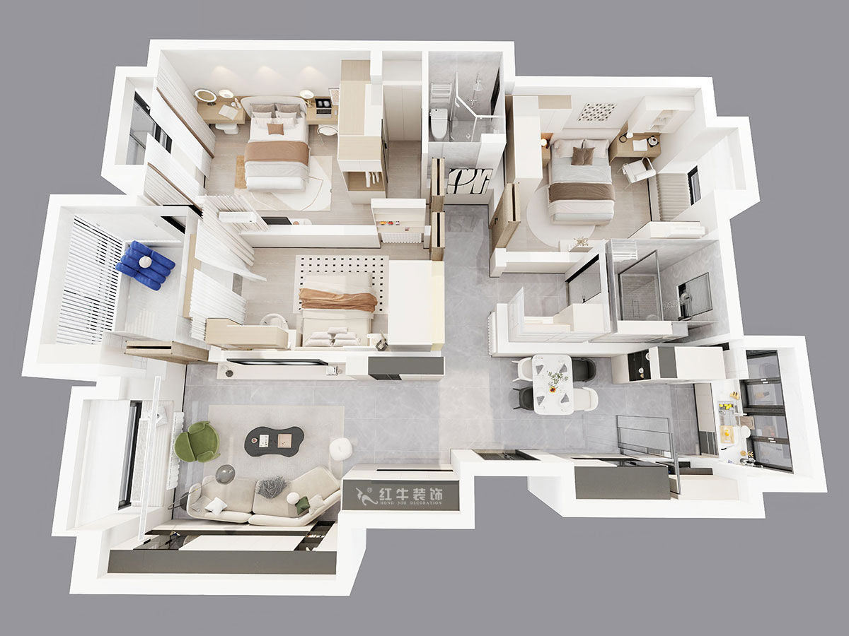 顧娟|楓丹白露白鷺新寓6-1002-903-138㎡-現(xiàn)代簡約風格|3室2廳2衛(wèi)|舊房裝修|定制家|全包19萬|00_05鳥瞰圖