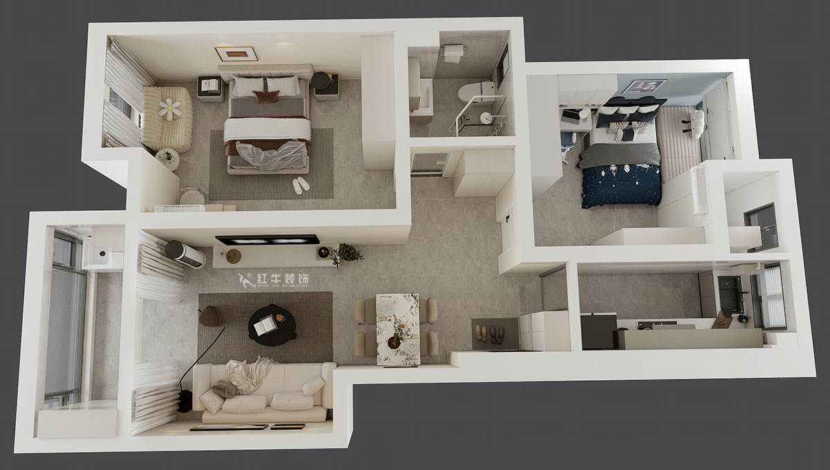 賈庭|萬(wàn)達(dá)紫金明珠20-3-606-86㎡-現(xiàn)代風(fēng)格|2室2廳1廚1衛(wèi)|老房裝修|定制家|全包11