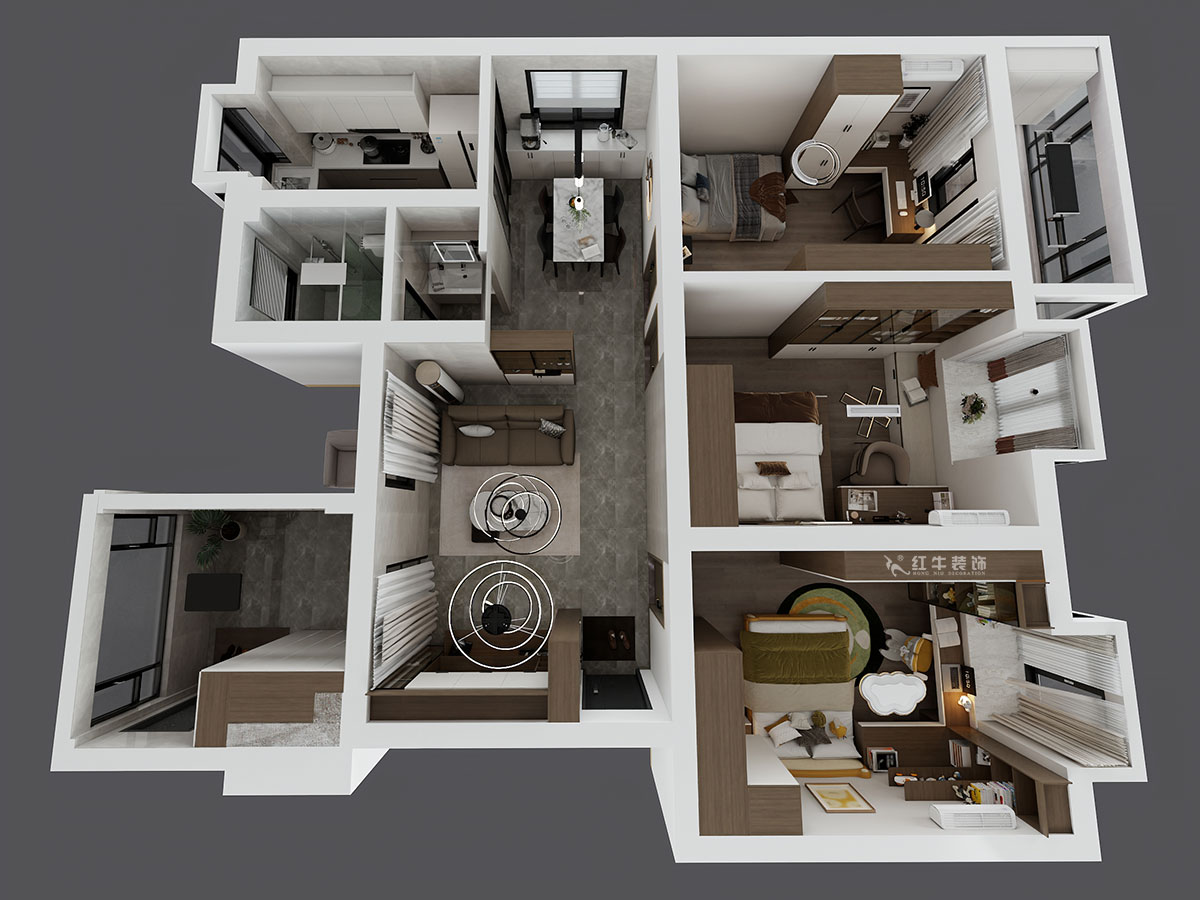 劉小勇|二十八所62-401-100㎡-現(xiàn)代簡(jiǎn)約風(fēng)格|3室2廳1衛(wèi)|老房裝修|定制家|全包14萬(wàn)|00_04鳥(niǎo)瞰圖