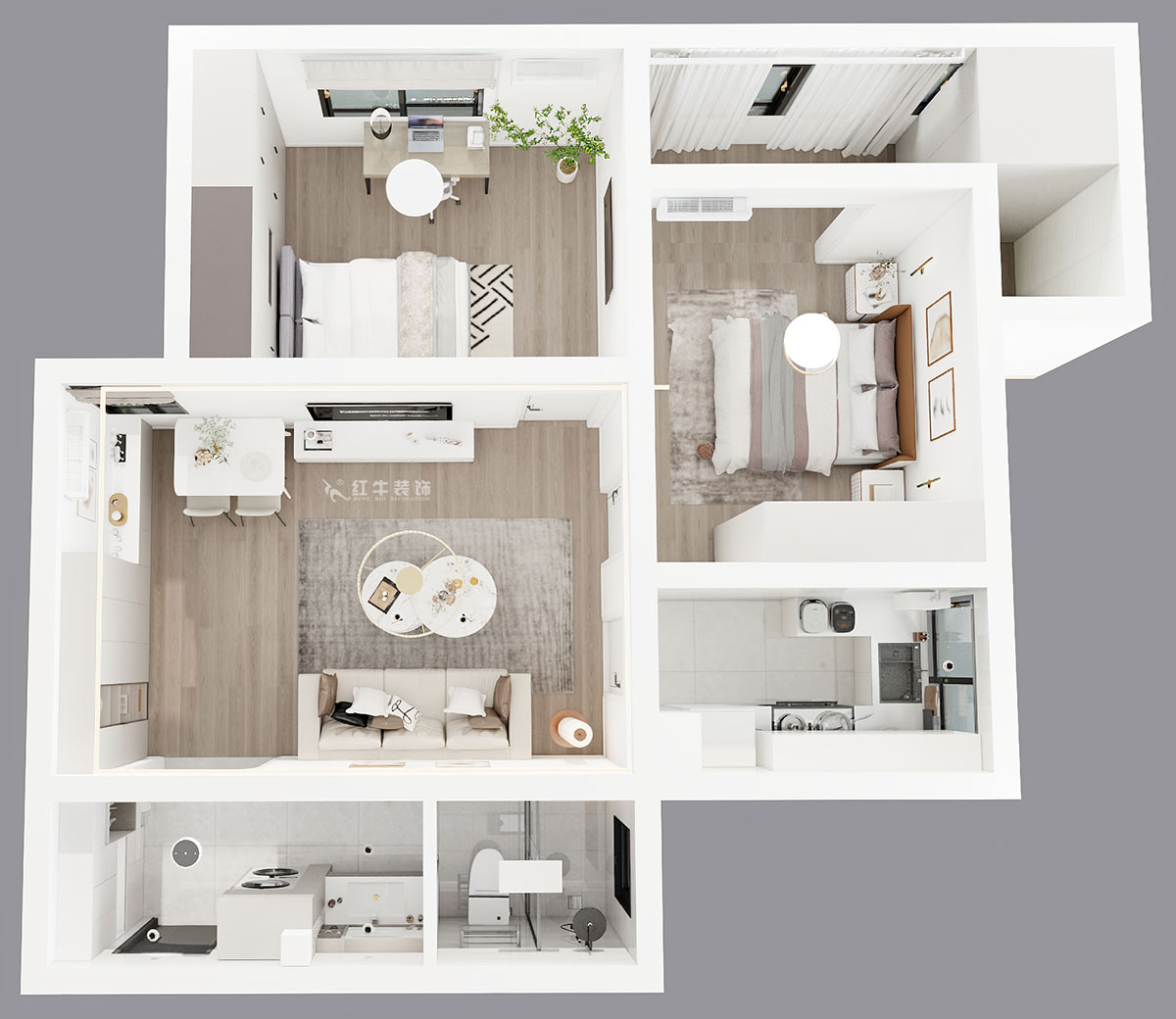 朱彥|建康花苑4-505-89㎡-現(xiàn)代簡約風(fēng)格|2室2廳1衛(wèi)|老房改造|定制家|全包12萬|00_04鳥瞰圖