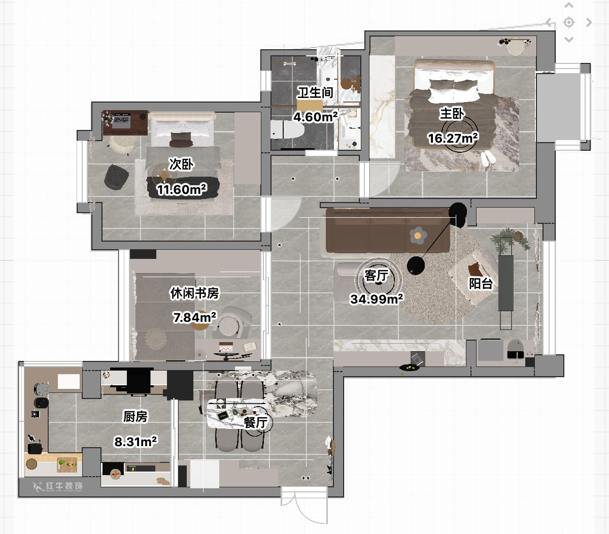 吳波|金陵灣6-3-1901-120㎡-現(xiàn)代簡約風(fēng)格|3室2廳1衛(wèi)|新房裝修|定制家|全包15萬|00_04平面彩圖