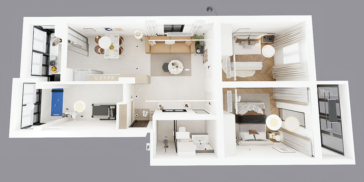 仇美蓉|鐘山山莊23-1-201-87㎡-簡約風格|3室2廳1衛(wèi)|老房裝修|定制家|全包12萬|00_04鳥瞰圖