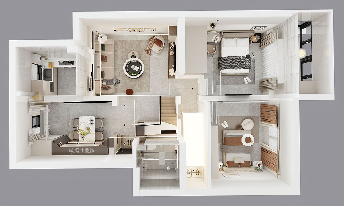 仇美蓉|太平花苑(北苑)53-601-90㎡-簡約風(fēng)格|2室2廳1衛(wèi)|老房裝修|定制家|全包12萬|00_06鳥瞰圖