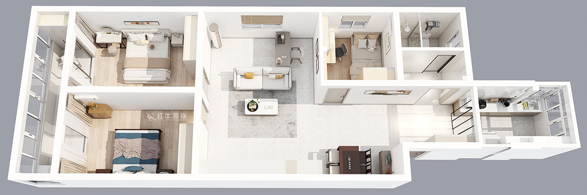 劉小勇|桃葉渡13-402-125㎡-現(xiàn)代簡(jiǎn)約風(fēng)格|3室2廳2衛(wèi)|老房裝修|定制家|全包15萬(wàn)|00_04鳥(niǎo)瞰圖