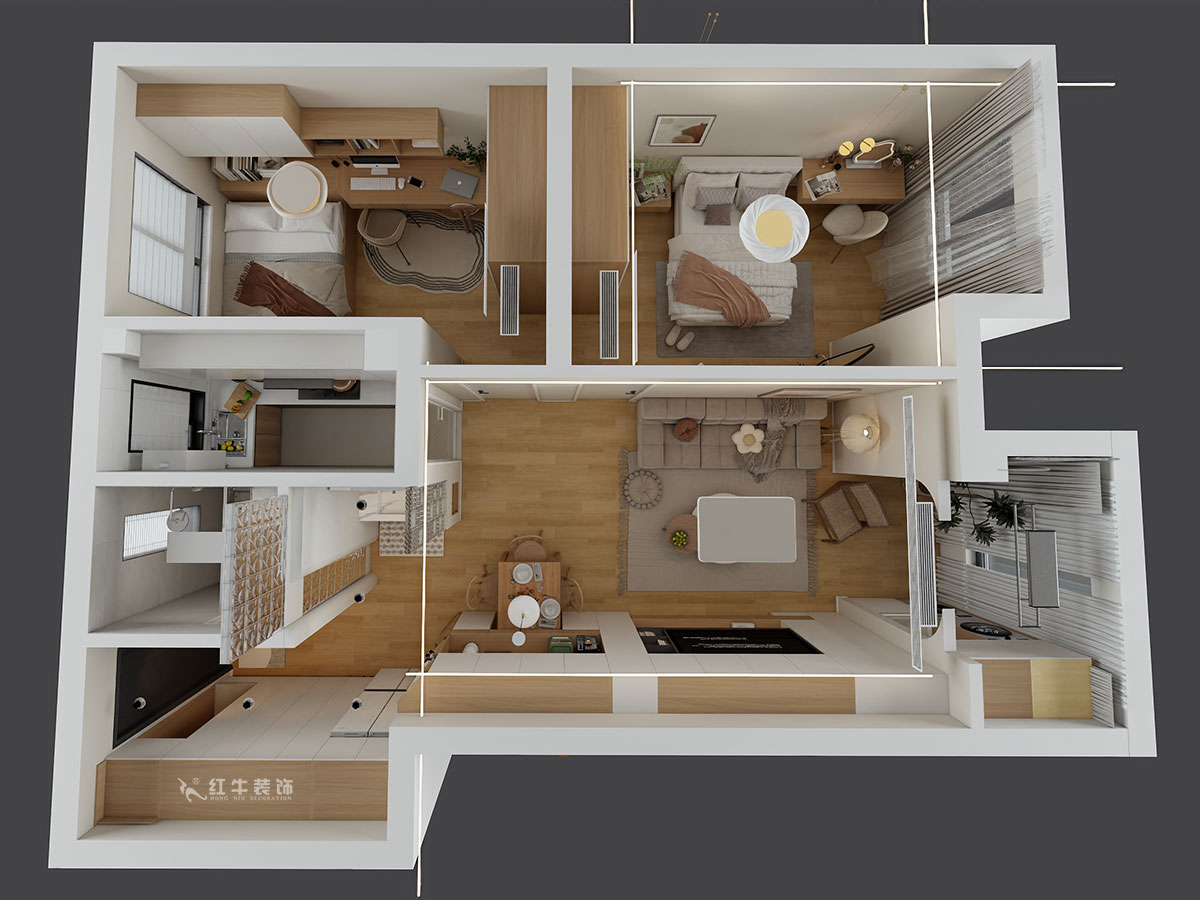 朱明琪|紫楊佳園二期24-1-903-85㎡-原木風(fēng)格|2室1廳1衛(wèi)|新房裝修|定制家|全包11萬|00_03鳥瞰圖