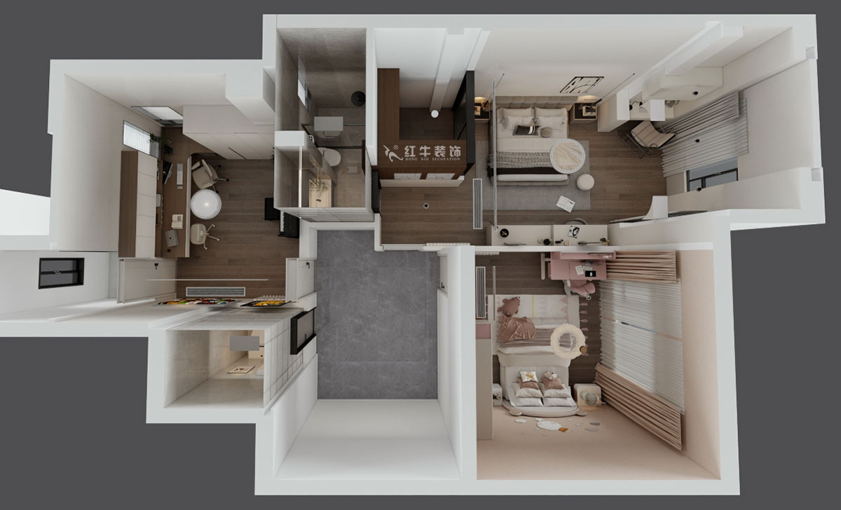 蔣?。┥紧斈芷咛?hào)院6-205-280㎡-現(xiàn)代簡(jiǎn)約風(fēng)格｜復(fù)式｜4室2廳3衛(wèi)｜毛坯裝修｜定制家｜全包40萬(wàn)｜00_08二層鳥(niǎo)瞰圖