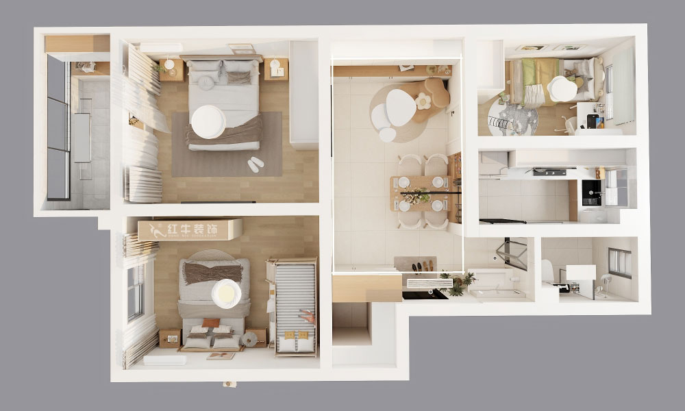 吳波|土壤研究所小區(qū)27-102-77㎡-現(xiàn)代簡約風(fēng)格|3室2廳1衛(wèi)|舊房裝修|定制家|全包11萬|00_05鳥瞰圖