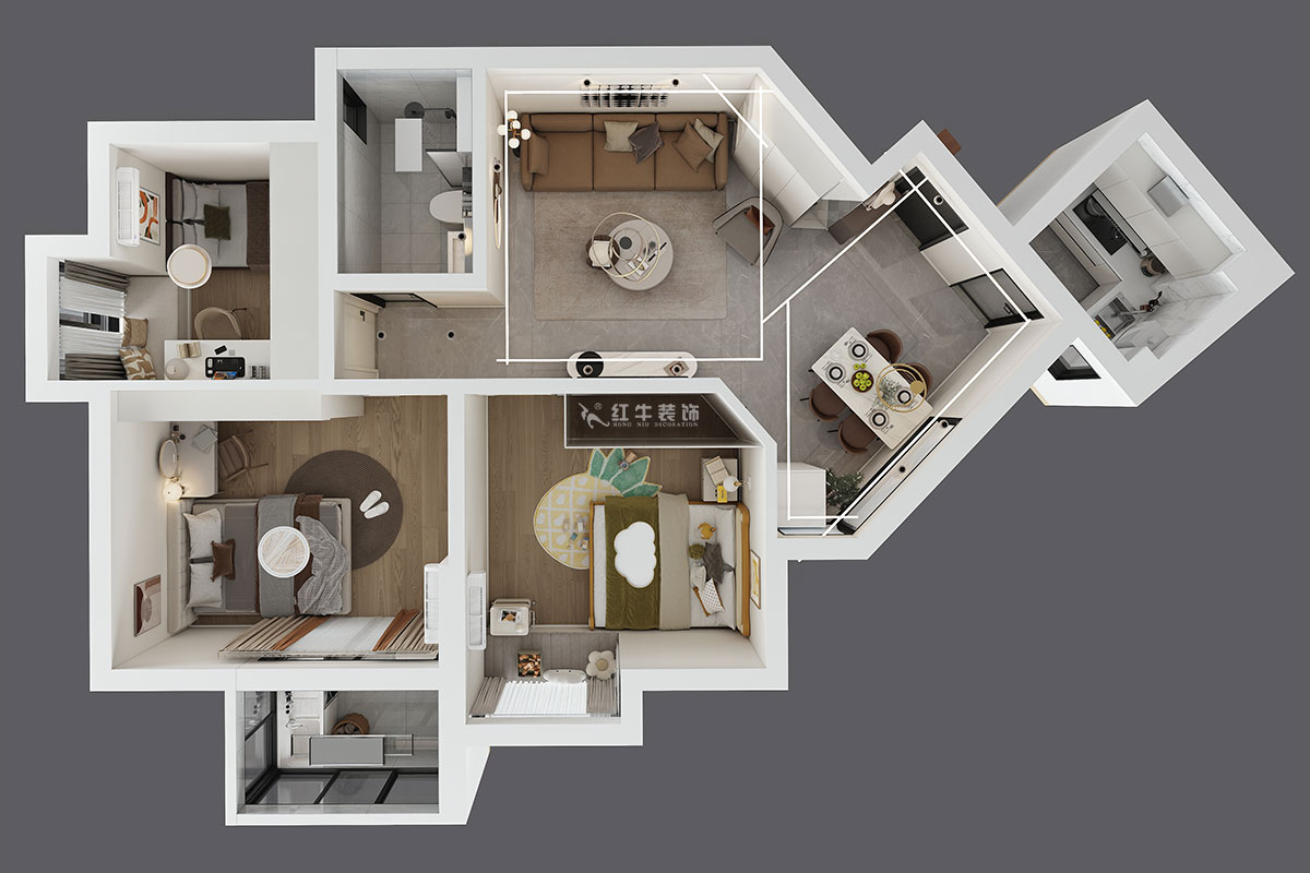 吳波|盈家春天10-1203-80㎡-現(xiàn)代簡(jiǎn)約風(fēng)格|3室2廳1衛(wèi)|舊房裝修|改造家|全包11萬(wàn)|00_05鳥(niǎo)瞰圖