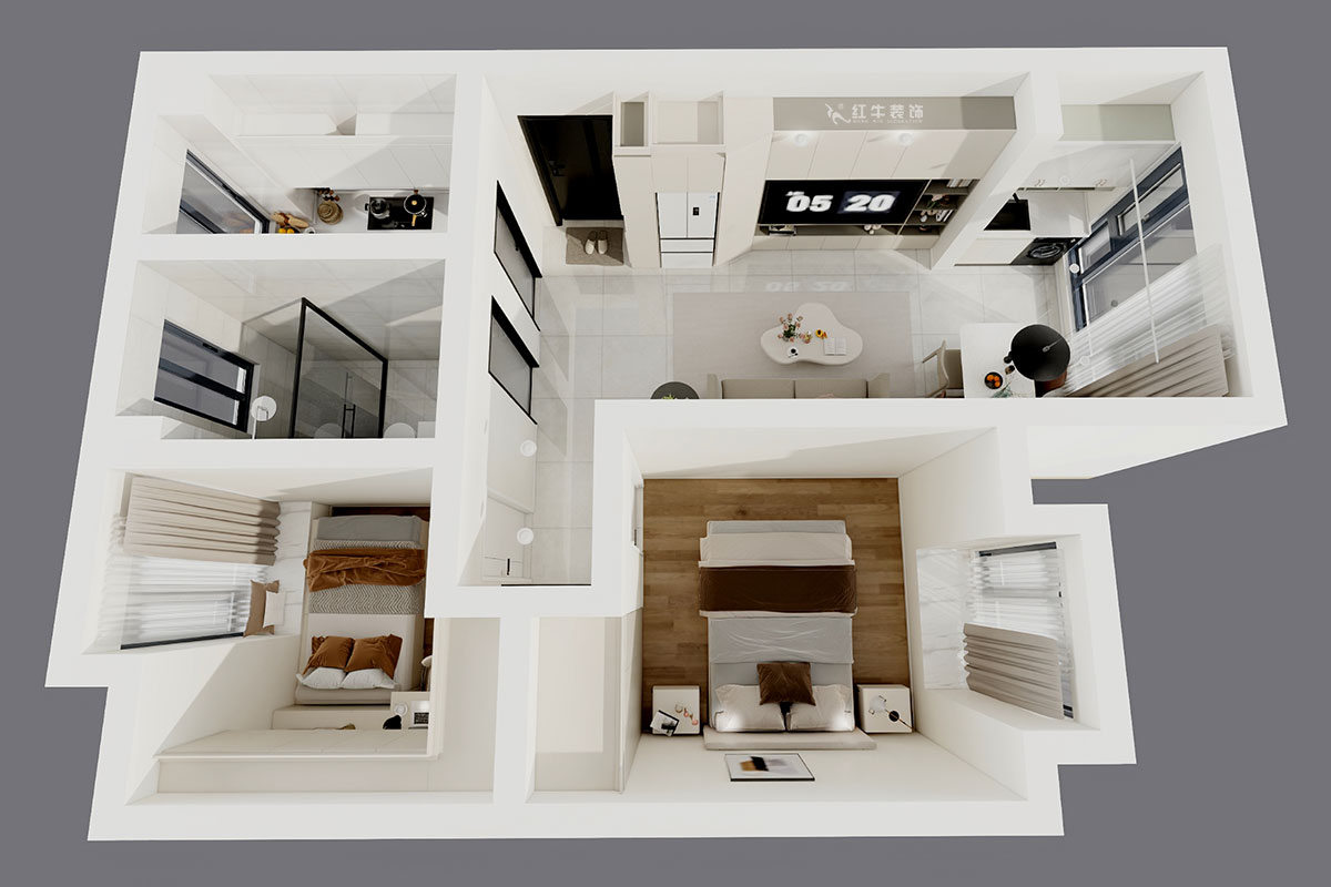 劉曉芳|棠祥南苑1-1304-70㎡-現(xiàn)代風格|2室2廳1衛(wèi)|新房裝修|定制家|全包11