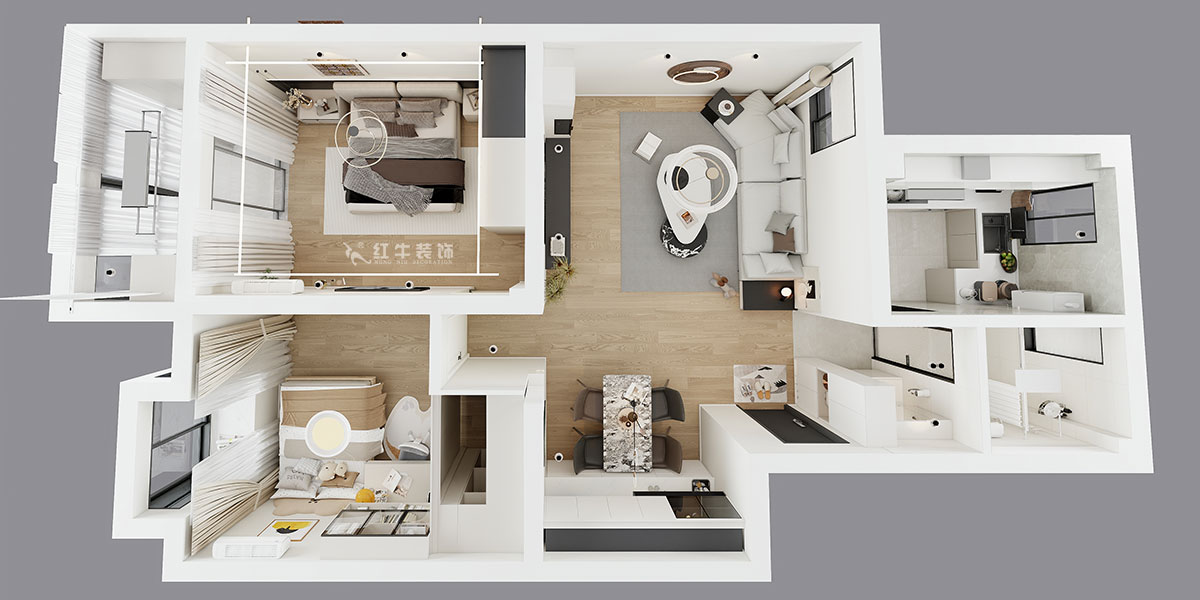 賈庭|祥和家園6-502-85㎡-新中式風(fēng)格|2室2廳1衛(wèi)|老房裝修|定制家|全包12萬|00_04鳥瞰圖