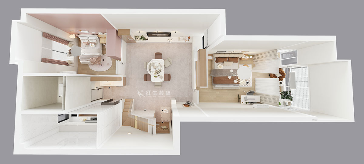 朱明琪|一品嘉園1-29-606-89㎡-現(xiàn)代簡約風格|2室1廳1衛(wèi)+閣樓|老房裝修|定制家|全包13萬|00_04鳥瞰圖