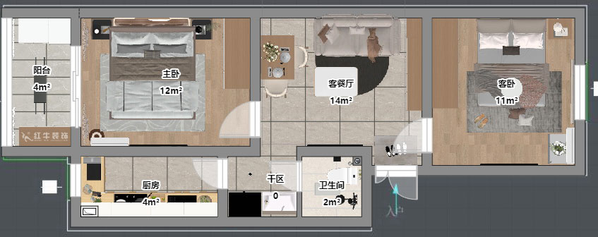 吳波|康美里1-4-502-60㎡-現(xiàn)代簡(jiǎn)約風(fēng)格|2室2廳1衛(wèi)|舊房裝修|定制家|全包9