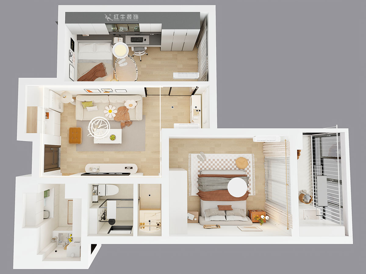 朱彥|鳳翔新城6-3-310-65㎡-現(xiàn)代簡約風(fēng)格|2室2廳1衛(wèi)|老房改造|定制家|全包9