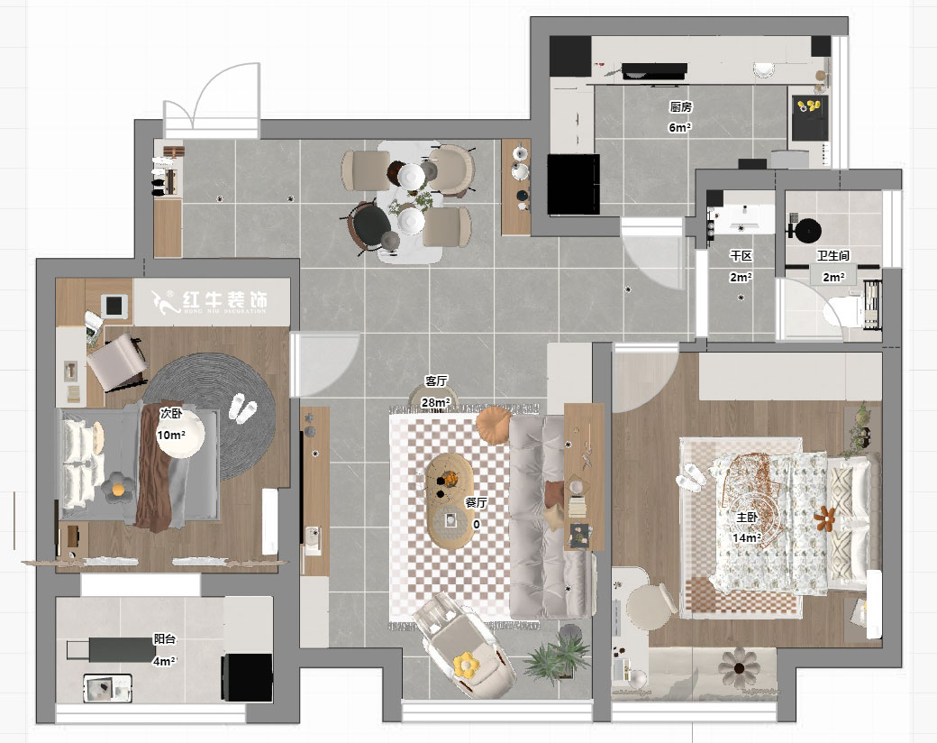 蔣?。辖鹉显?1-1-202-82㎡-簡(jiǎn)約奶油風(fēng)格｜2室1廳1衛(wèi)｜二手房裝修｜婚房裝修｜定制家｜全包11