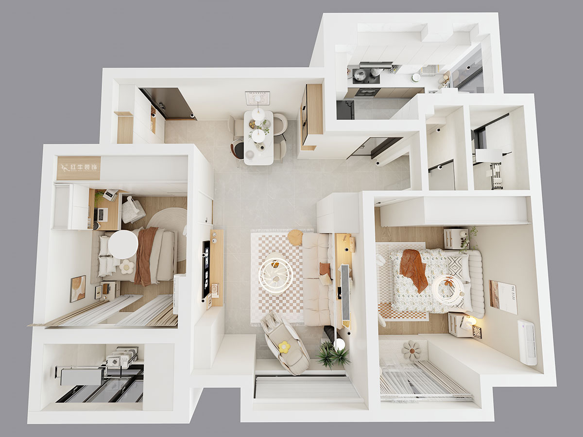 蔣?。辖鹉显?1-1-202-82㎡-簡(jiǎn)約奶油風(fēng)格｜2室1廳1衛(wèi)｜二手房裝修｜婚房裝修｜定制家｜全包11