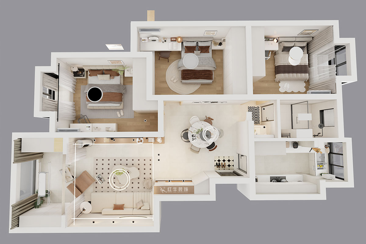 劉萍萍|城開怡家1-2-1004-113㎡-奶油風格|3室2廳1衛(wèi)|老房裝修|婚房裝修|定制家|全包14