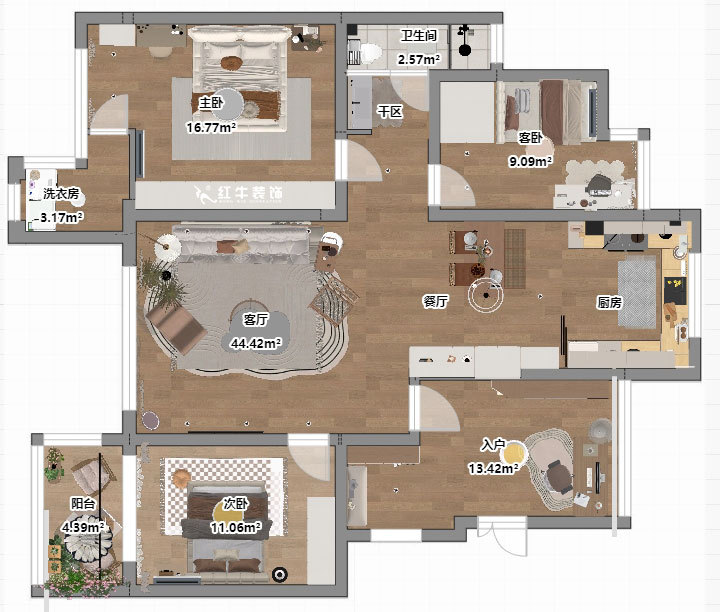 朱明琪|紫氣鐘山21-1-202-110㎡-北歐風格|3室2廳1衛(wèi)|老房裝修|定制家|全包15萬|00_03平面彩圖