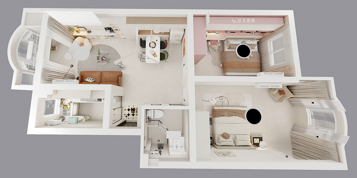 朱明琪|紫薇花園2-302-72㎡-現(xiàn)代風(fēng)格|2室2廳1衛(wèi)|老房裝修|定制家|全包12萬|00_04鳥瞰圖