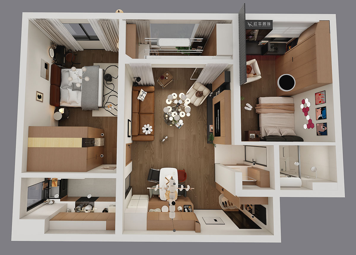 朱明琪|朗詩(shī)國(guó)際街區(qū)中園6-1-602-100㎡-現(xiàn)代原木風(fēng)格|2室1廳1衛(wèi)|老房裝修|定制家|全包11萬(wàn)|00_04鳥瞰圖