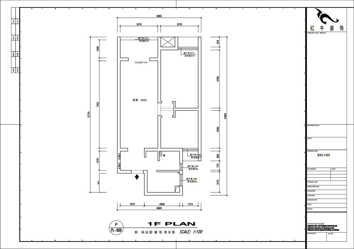 魏明花|紫楊佳園16-1102-85㎡-現(xiàn)代風格|2室1廳1衛(wèi)|二手房裝修|定制家|全包10萬|00_01建筑原況圖