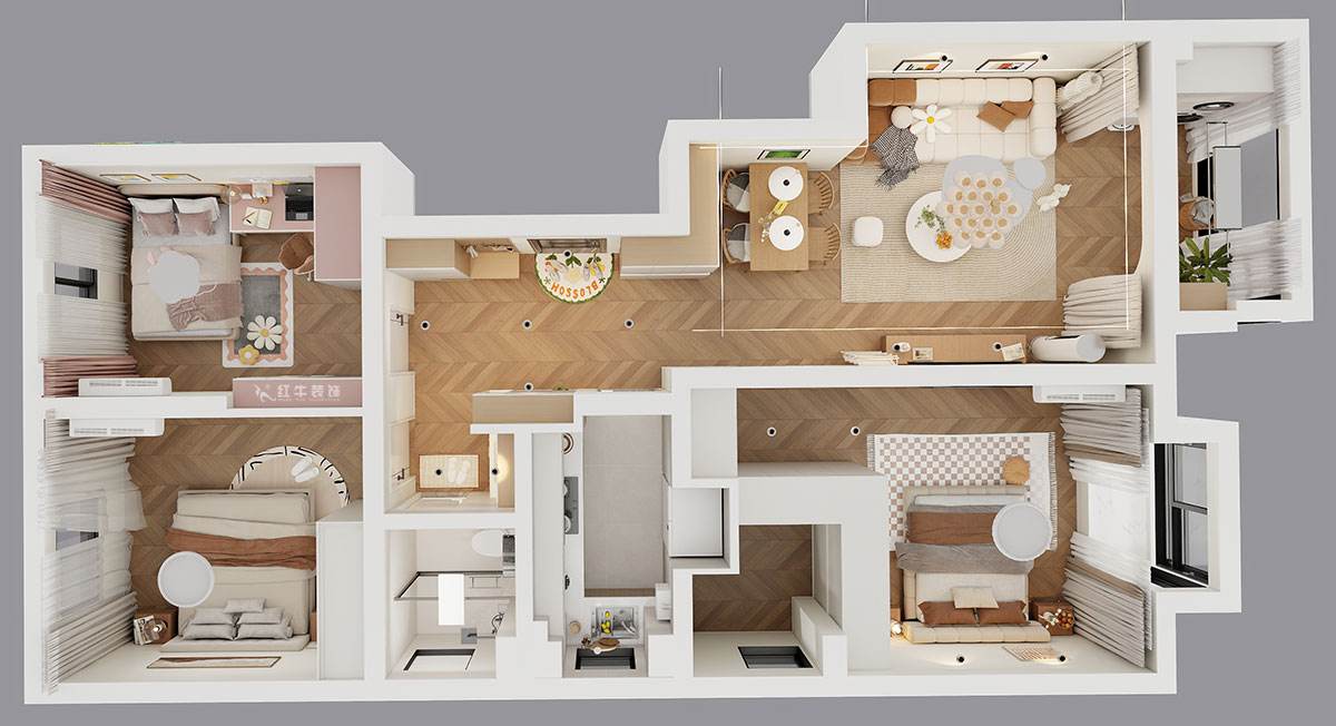 賈庭|紫金觀(guān)邸3-408-105㎡-北歐奶油風(fēng)格|3室2廳1廚2衛(wèi)|老房裝修|定制家|全包12