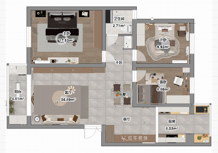 顧娟|月牙湖花園17-202-107㎡-現(xiàn)代簡(jiǎn)約風(fēng)格|3室2廳1衛(wèi)|舊房裝修|定制家|全包14