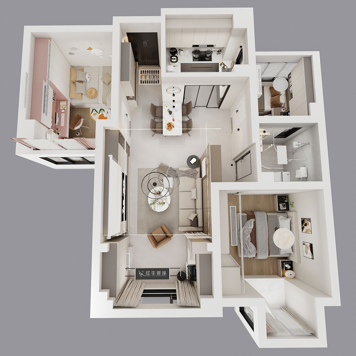 魏明花|金陵灣6幢2-503-89㎡-現(xiàn)代簡約風(fēng)格|3室2廳1衛(wèi)|二手房裝修|定制家|全包12萬|00_04鳥瞰圖