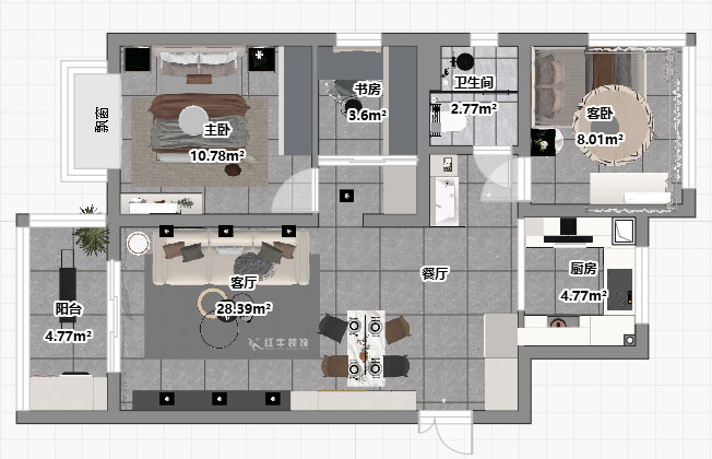 吳波|中交錦致1-1004(北區(qū))-83㎡-現(xiàn)代風(fēng)格|3室2廳1衛(wèi)|舊房裝修|定制家|全包11