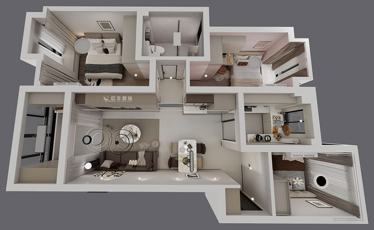 蔣?。＠_蘭香谷10-1-1404-90㎡-現(xiàn)代簡約風格｜3室2廳1衛(wèi)｜老房裝修｜定制家｜全包12萬｜00_04鳥瞰圖