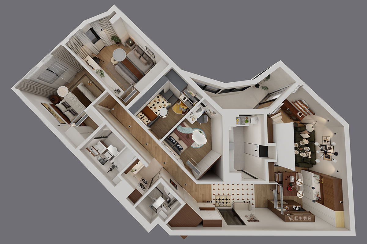 顧娟|豐匯大廈2205室-120㎡-復(fù)古風|3室2廳2衛(wèi)|舊房裝修|定制家|全包16