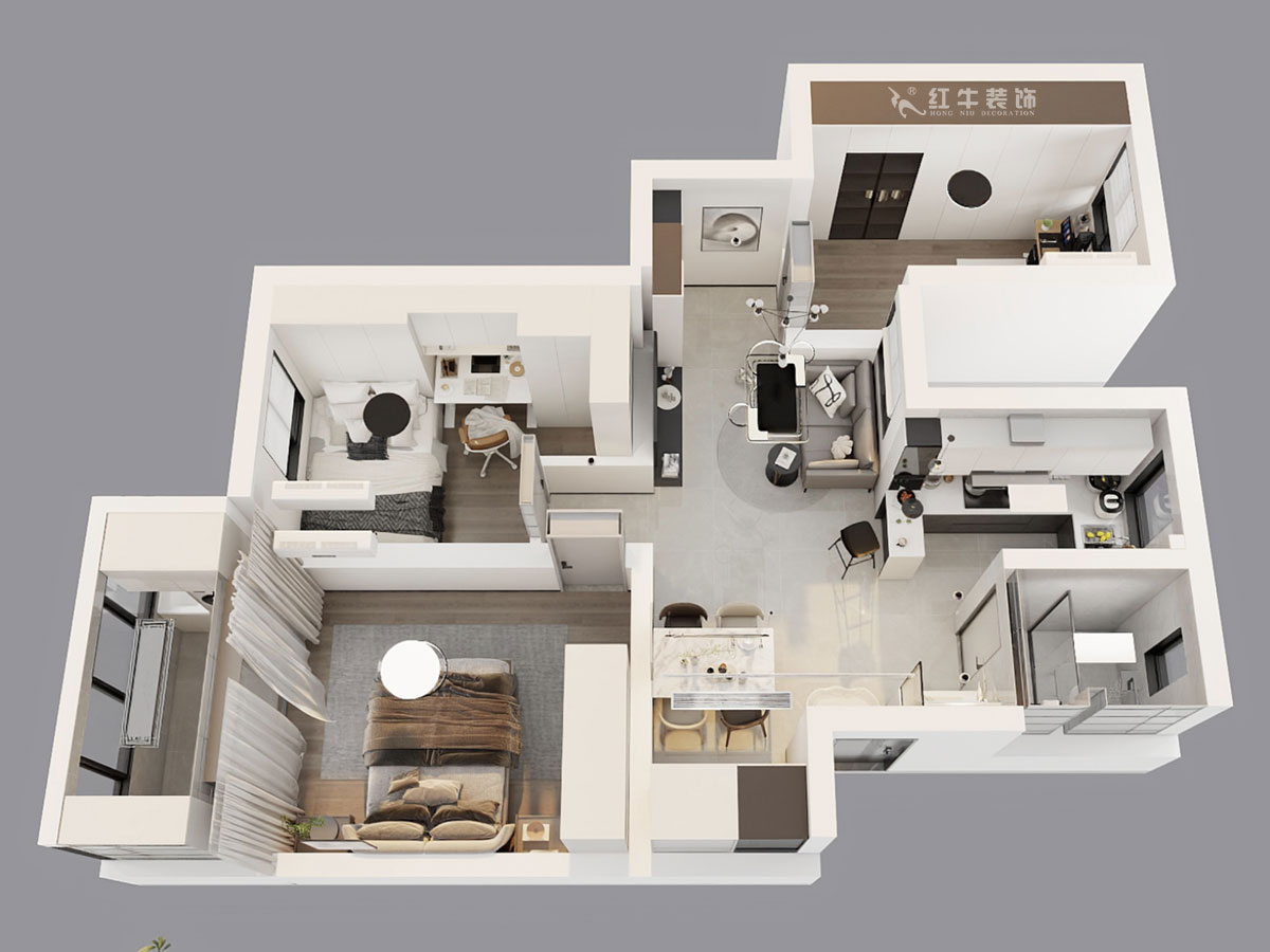 朱彥|龍?jiān)沸略⑺拇?-22-302-75㎡-現(xiàn)代簡約風(fēng)格|2室2廳1衛(wèi)|老房改造|定制家|全包10萬|00_04鳥瞰圖