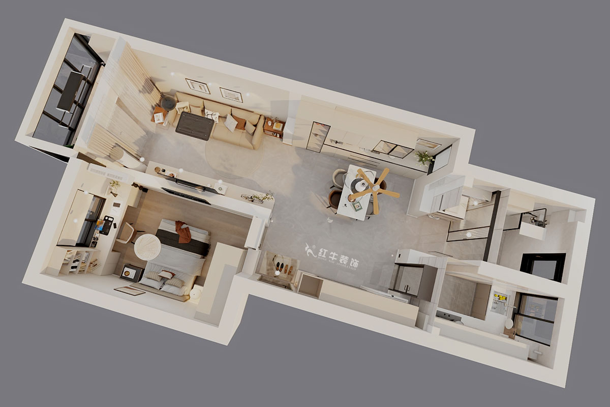 魏明花|衛(wèi)橋新村17-502-70㎡-現(xiàn)代簡(jiǎn)約風(fēng)格|1室2廳1衛(wèi)|二手房裝修|定制家|全包9萬(wàn)|00_04鳥(niǎo)瞰圖