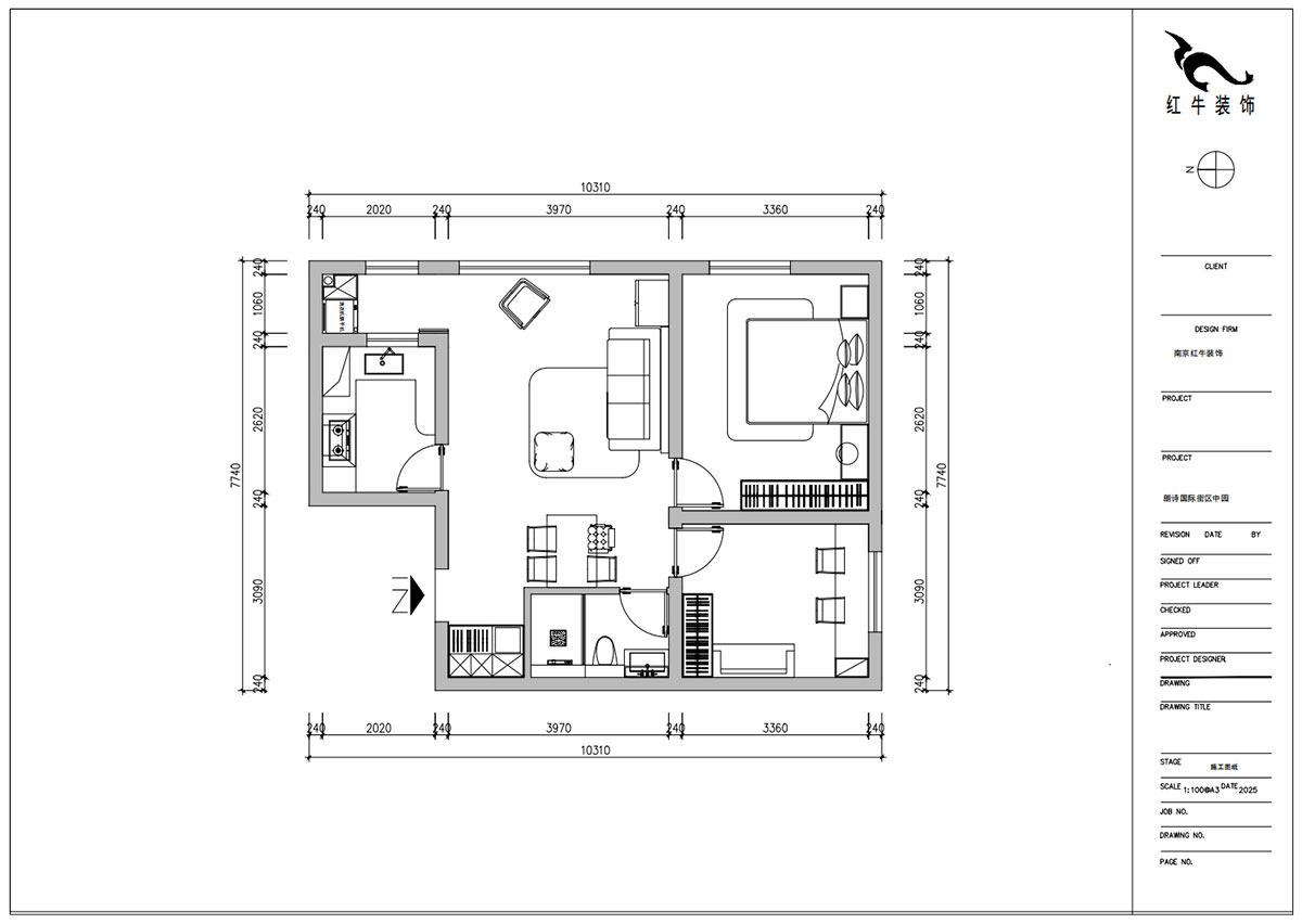 朱明琪|朗詩國際街區(qū)(中園)6-401-100㎡-中古風(fēng)|2室2廳1衛(wèi)|老房裝修|定制家|全包10萬|00_02平面布置圖