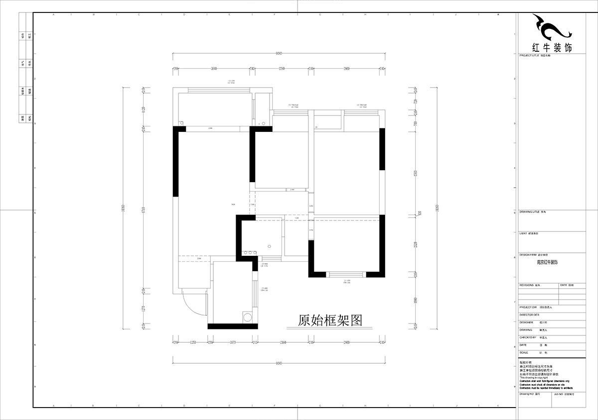 孟憲濤|江城苑6-2-1704-88㎡-簡約風(fēng)格|3室2廳1衛(wèi)|新房裝修|定制家|全包12萬|00_01原始框架圖