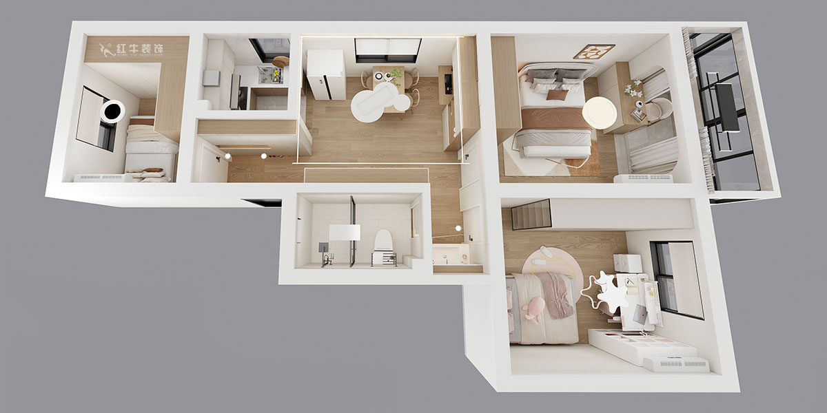 劉小勇|寧工新寓二村115號501-75㎡-現(xiàn)代簡約風(fēng)格|3室1廳1衛(wèi)|老房裝修|定制家|全包10萬|00_04鳥瞰圖