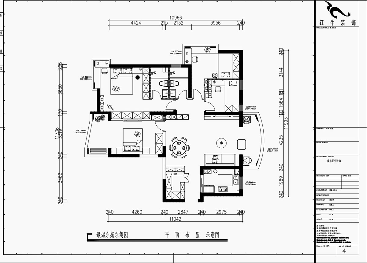 魏利利|銀城東苑東籬園2幢103室-135㎡-簡約風(fēng)格|4室2廳2衛(wèi)|毛坯裝修|定制家|全包24萬|00_02平面布置圖