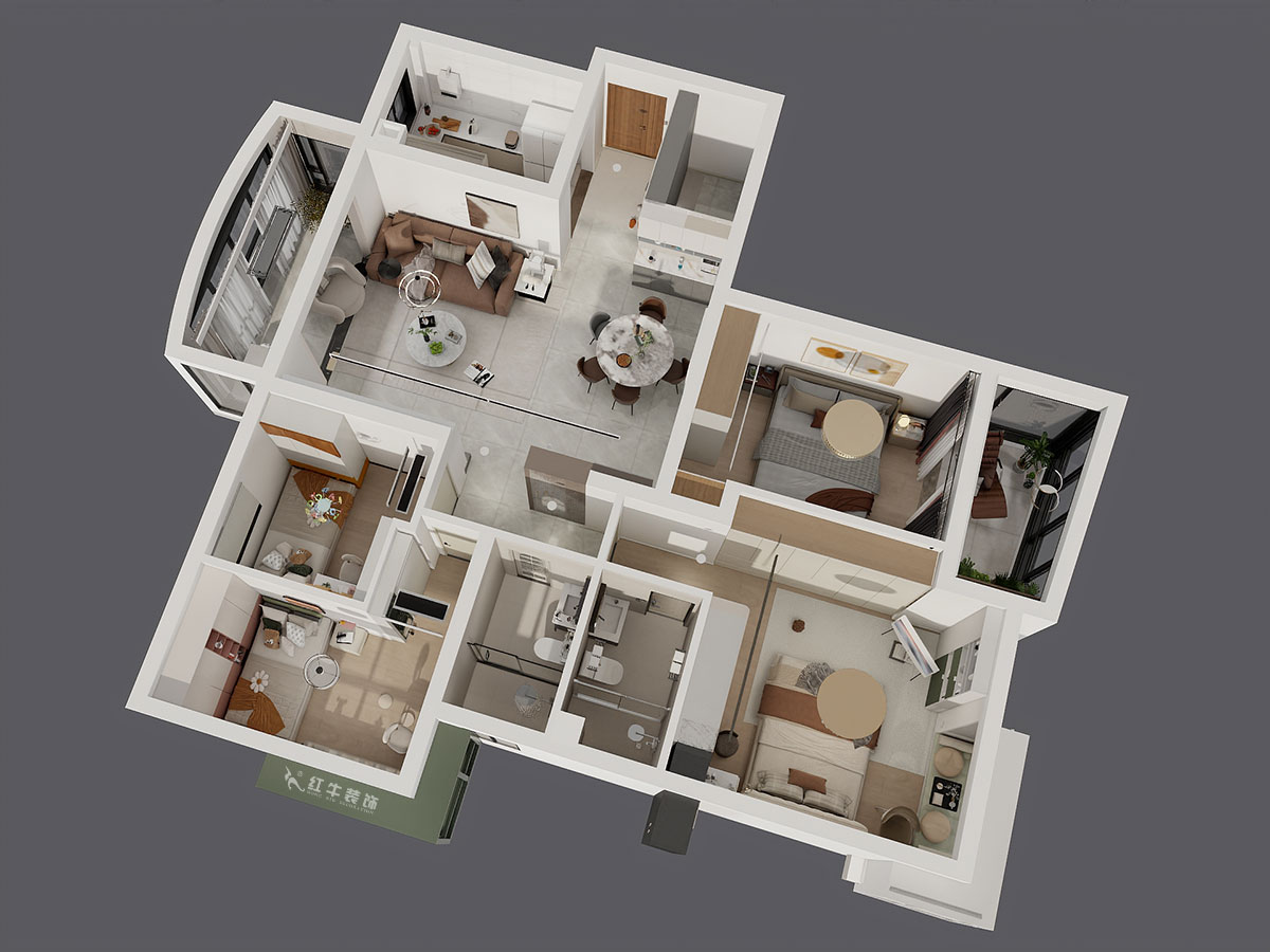 魏利利|銀城東苑東籬園2幢103室-135㎡-簡約風(fēng)格|4室2廳2衛(wèi)|毛坯裝修|定制家|全包24萬|00_05鳥瞰圖