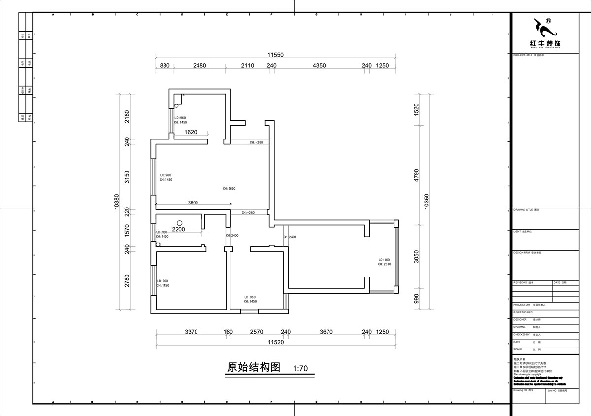 蔣?。y龍雅苑11-3-212-85㎡-現(xiàn)代原木風｜3室1廳1衛(wèi)｜新房裝修｜定制家｜全包11萬｜00_01原始結構圖