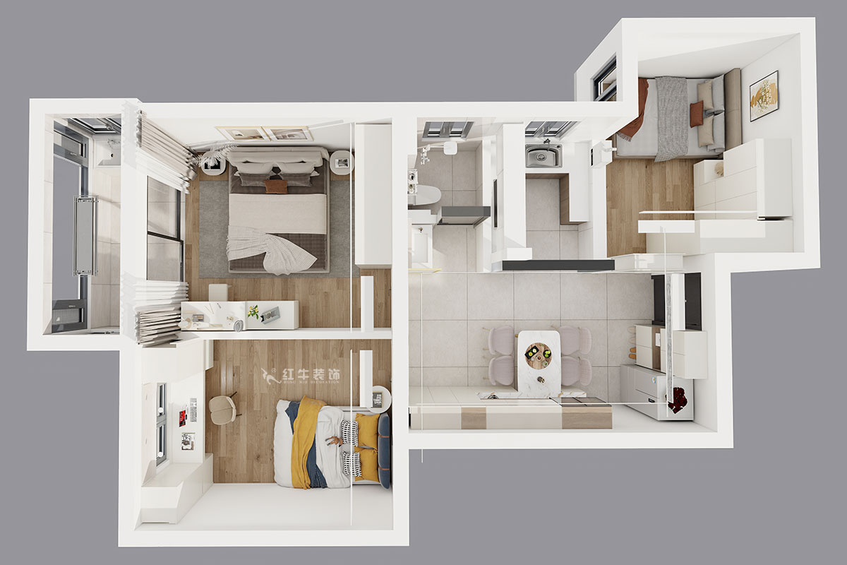 魏明花|武學(xué)園8-2505-82㎡-現(xiàn)代簡(jiǎn)約風(fēng)格|3室1廳1衛(wèi)|二手房裝修|定制家|全包14萬(wàn)|00_04鳥(niǎo)瞰圖