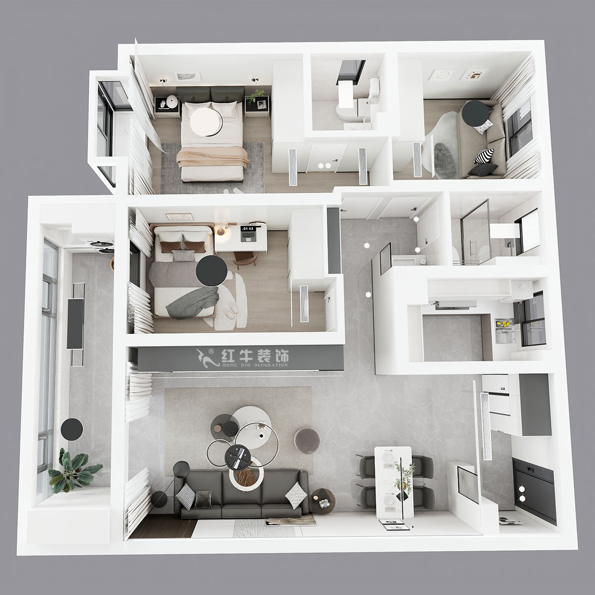 孟憲濤|金浦御龍灣-I區(qū)3-1-204-120㎡-簡約風(fēng)格|3室2廳2衛(wèi)|新房裝修|定制家|全包16萬|00_04鳥瞰圖