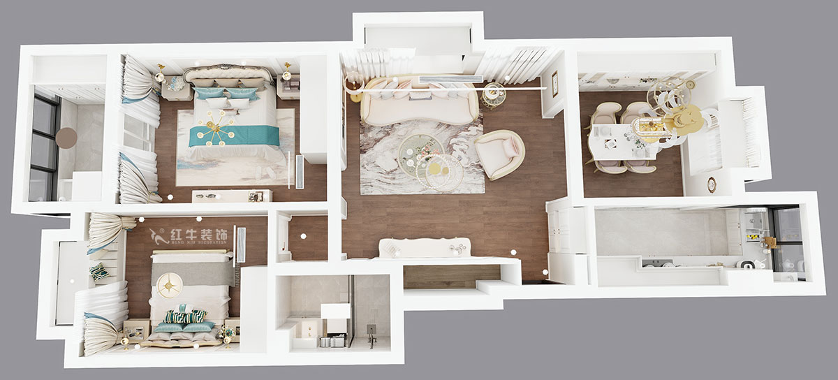 吳波|后宰門東村82號院1-801-95㎡-歐式風(fēng)格|3室2廳1衛(wèi)|舊房裝修|定制家|全包12萬|00_04鳥瞰圖