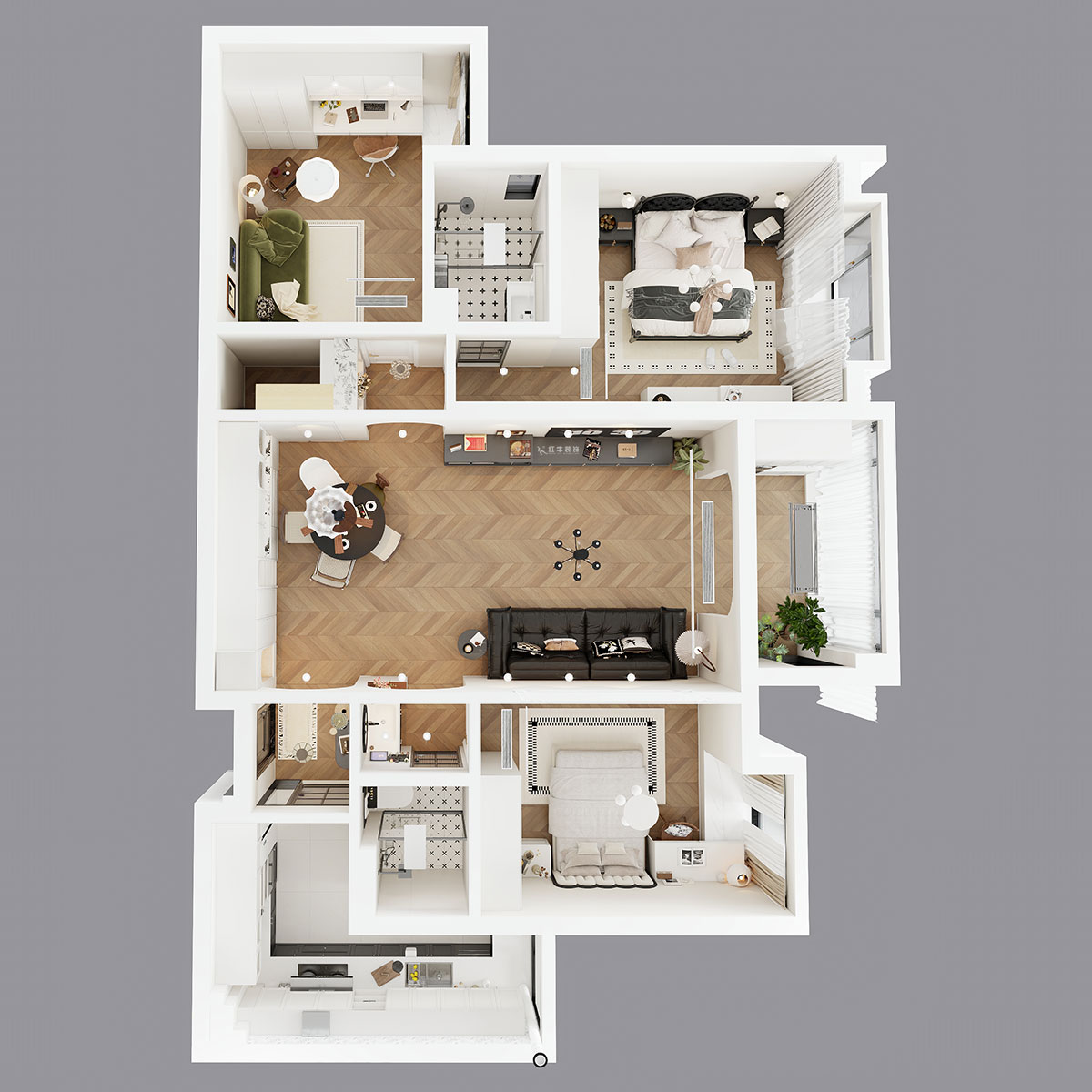 魏明花|匯錦國際6-1-1402-125㎡-法式復(fù)古風(fēng)格|3室2廳2衛(wèi)|二手房裝修|定制家|全包16