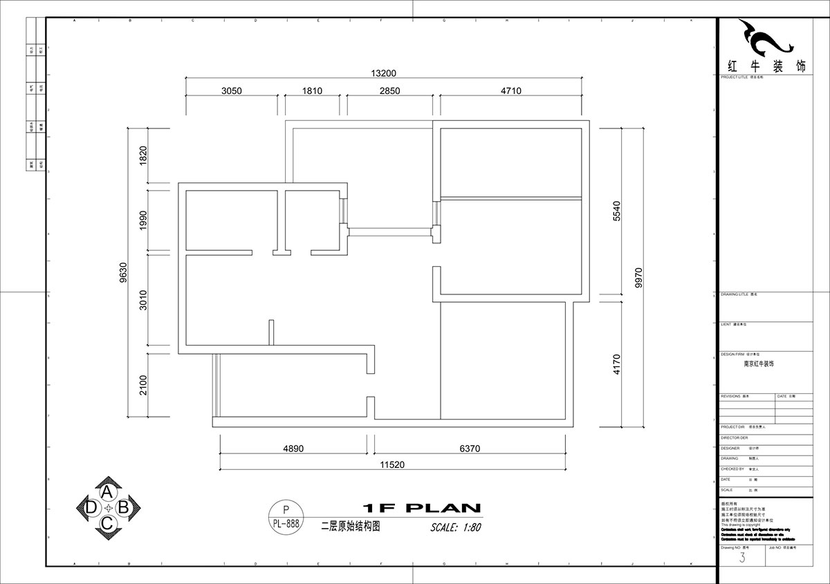 仇美蓉|梅花山莊36-3-605-132㎡-簡約風(fēng)格|3室2廳2衛(wèi)|老房裝修|定制家|全包18萬|00_02二層原始框架圖