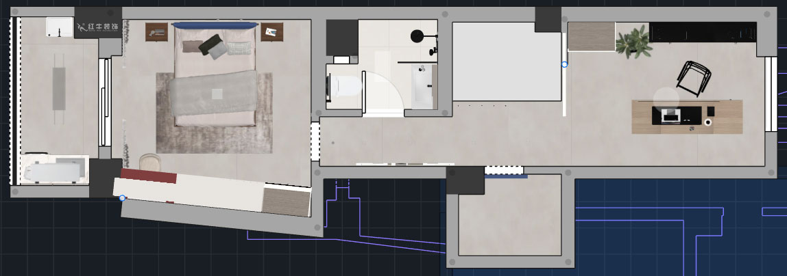 蔣?。ヌ陨郴ǔ?-1705-105㎡-現(xiàn)代簡(jiǎn)約風(fēng)格｜2室2廳1衛(wèi)｜老房裝修｜定制家｜全包15萬｜00_06二層平面彩圖