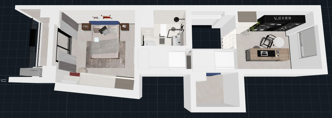 蔣?。ヌ陨郴ǔ?-1705-105㎡-現(xiàn)代簡(jiǎn)約風(fēng)格｜2室2廳1衛(wèi)｜老房裝修｜定制家｜全包15萬｜00_08二層鳥瞰圖