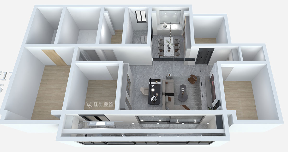 熊皓宇|頤和鉑岸江璟-140㎡-現(xiàn)代輕奢風(fēng)格|精裝修局改|00_02鳥瞰圖